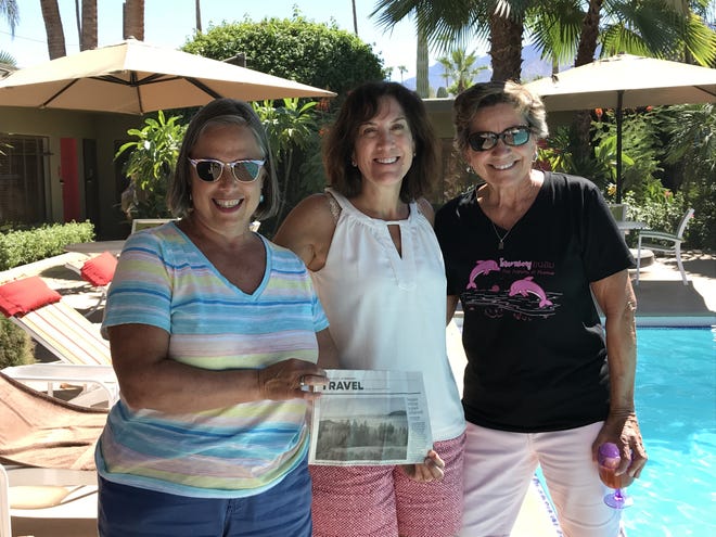 CALIFORNIA

Rebecca Schmitt of Gahanna, Susan Blake of Fair Haven, New Jersey, and Jean Garman of Gahanna enjoy the retro vibe of Palm Springs. They suggest seeing the documentary “Sinatra in Palm Springs” at the cultural arts center to fully immerse yourself in the entertainment history of the community.