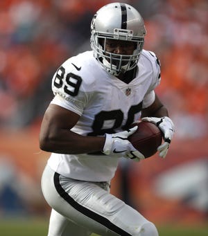 Oakland Raiders wide receiver Amari Cooper (89) was traded to the Dallas for a Cowboys first round NFL Draft pick Monday. (AP Photo/David Zalubowski)