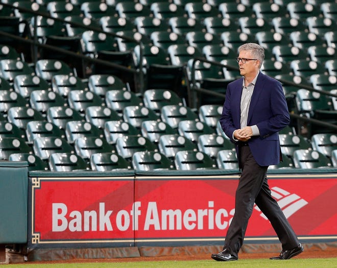 Houston Astros general manager Jeff Luhnow said he's happy to have the club's Triple-A team back in Round Rock, and hinted that the Express may have a pitching staff that could riveal some major league clubs. [BOB LEVEY/GETTY IMAGES]