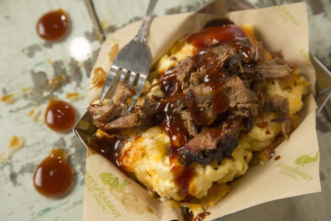 Mac and Cheese with brisket at Sweet Carrot in Grandview. (Will Shilling/Columbus Monthly)
