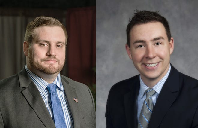Thomas Merolli of Mendon, Democratic candidate for state Senate, left, is challenging Sen. Ryan Fattman, R-Sutton, right, in the Worcester and Norfolk District in 2018. [Submitted Photos]