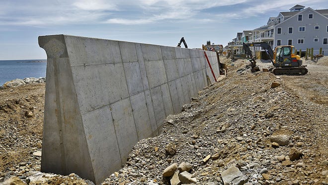 Seawall construction in Brant Rock, Marshfield after they got battered last winter on Tuesday, June 12, 2018, Greg Derr/ The Patriot Ledger