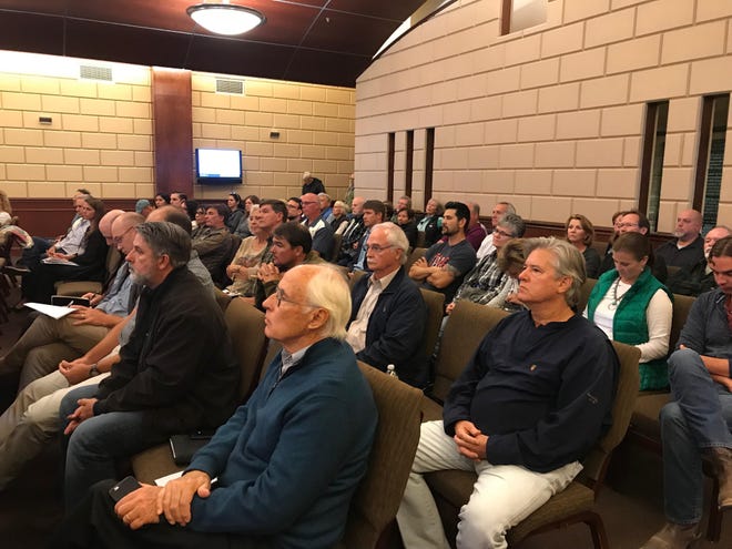 Dozens of residents attended the Bee Cave City Council meeting Oct. 23 to listen and speak on the Village at Spanish Oaks development. [LUZ MORENO-LOZANO/LAKE TRAVIS VIEW]