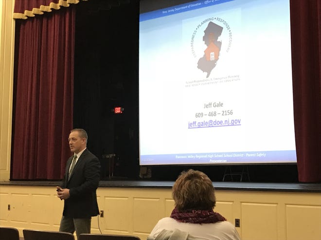 To keep community members up to date on school safety measures, Rancocas Valley Regional High School invited school security expert Jeff Gale, from the New Jersey Department of Education, to speak at Tuesday's meeting. [LISA RYAN/STAFF PHOTOJOURNALIST]
