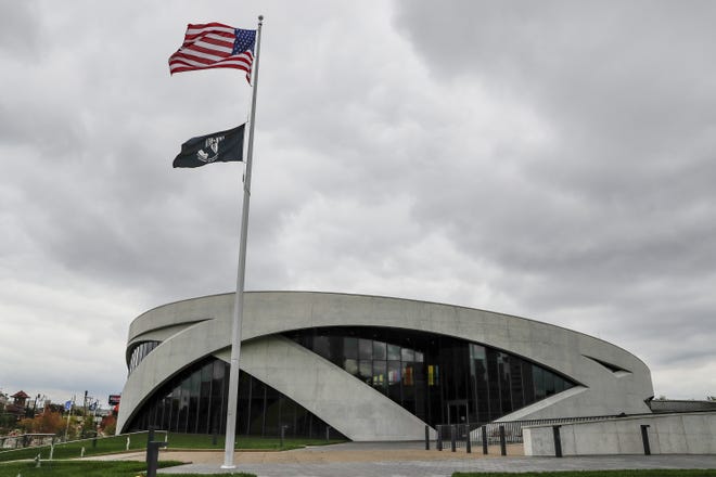 The exterior of the National Veterans Museum and Memorial is seen Oct. 15 in Columbus, Ohio. The 50,000-square-foot museum, which opened Saturday, aims to honor, inspire, connect and educate with unique interactive experiences. [The Associated Press]