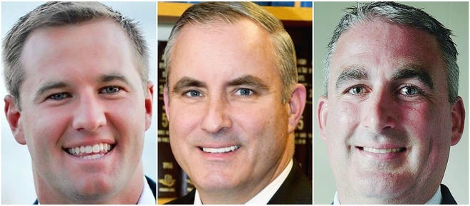 The candidates for state representative in the 4th Plymouth District in the Nov. 6 election: from left, Democrat Patrick Kearney, Republican Ed O'Connell and Independent Nathaniel Powell.
