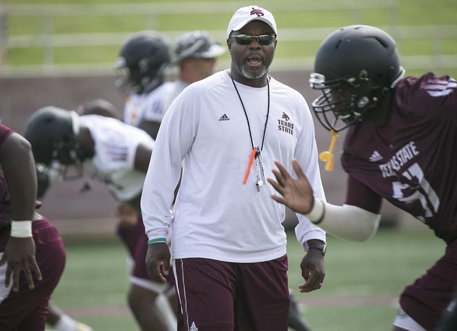 Texas State head coach Everett Withers said the Bobcats should embrace their athletic past and accomplishments as Southwest Texas State. The Bobcats wore SWT throwback uniforms last week. [RALPH BARRERA/AMERICAN-STATESMAN FILE]