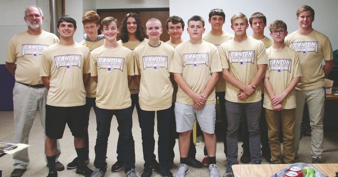 The 2018 Canton High boys soccer team included the following. Front row, left to right, John Osborne, Josiah Theobald, Tyler Tarvin, Gage Bayer, Bo Naugle and Andrew Krus. Back row, left to right, coach Jeff Weyers, Jacob Matrisch, Miles Hinderliter, Brandon White, Tanner Putmas, David Severt and Quentin Frame.