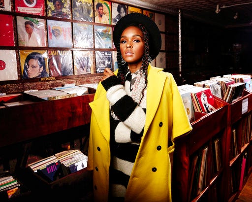 In this Oct. 18, 2018 photo, singer-rapper Janelle Monae poses for a portrait in New York to promote her latest album "Dirty Computer." (Photo by Taylor Jewell/Invision/AP)