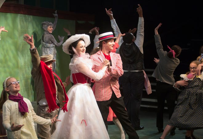 The cast of “Mary Poppins Jr.” performs at a dress rehearsal of the Columbus Children's Theatre production.