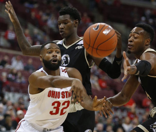 Ohio State coach Chris Holtmann said graduate transfer guard Keyshawn Woods doesn't make spectacular plays, "but he just gets the job done.” [Fred Squillante/Dispatch]