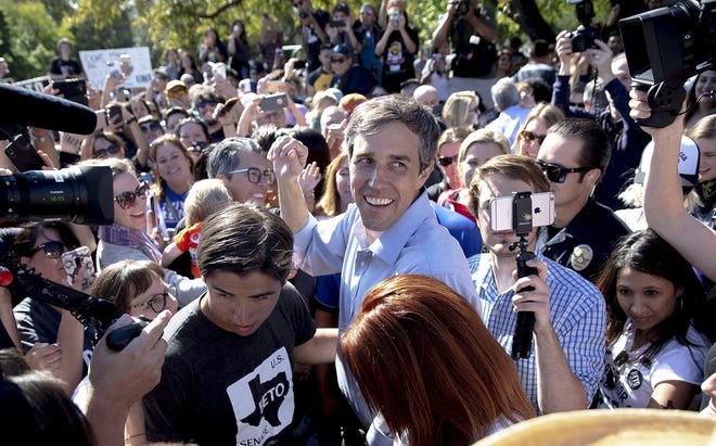 Beto O'Rourke, D-El Paso, greets supporters following a rally at Pan American Neighborhood Park in East Austin on Sunday. [NICK WAGNER/AMERICAN-STATESMAN]
