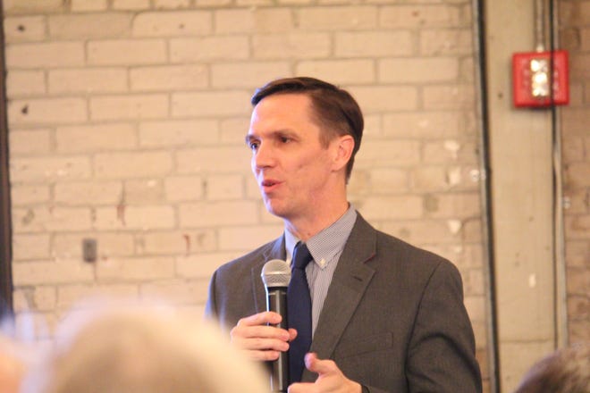 Drew Peirce was named the incoming executive director of Good Samaritan Ministries at a dinner hosted by the organization Thursday, Nov. 1, at Baker Lofts in Holland. [Sarah Heth/Sentinel staff]