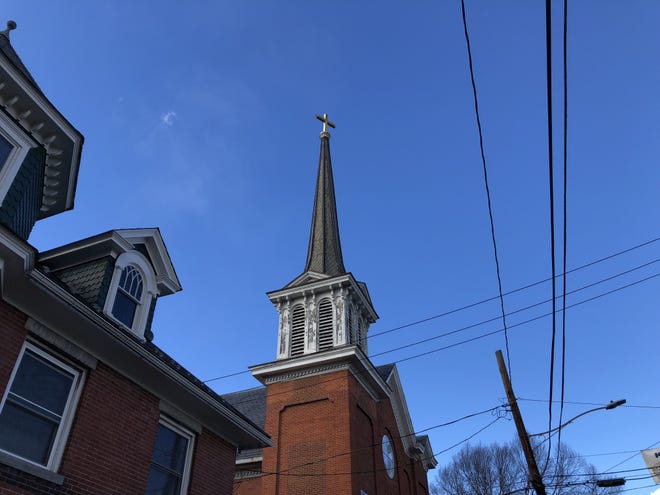 St. John's Lutheran Church in Stroudsburg as seen on Saturday, Nov. 3, 2018. In order to raise the funds necessary to repaint its steeple, the church charged more than 100 people a fee to ring the church's bell, while setting a world record in the process. [PATRICK CAMPBELL/POCONO RECORD]