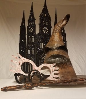 This photo provided by Selah Hovda shows a Sorting Hat made by Hovda for her son's Harry Potter-themed birthday party in Phoenix, Ariz. The paper-mache Sorting Hat was made with a base of cereal boxes and cost about $5. (Selah Hovda via AP)