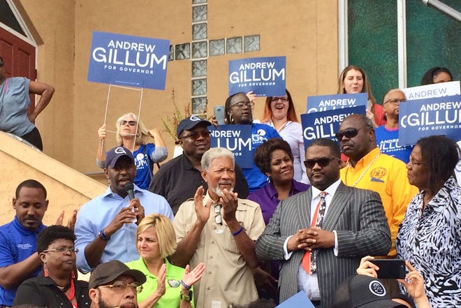 Governor candidate Andrew Gillum makes a stop in Panama City on Monday morning. [ZACK MCDONALD/THE NEWS HERALD]