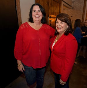 State Senator Kelli Stargel, left, and State Representative Colleen Burton at their joint victory party at the Federal Bar in Lakeland Tuesday. [SCOTT WHEELER/THE LEDGER]