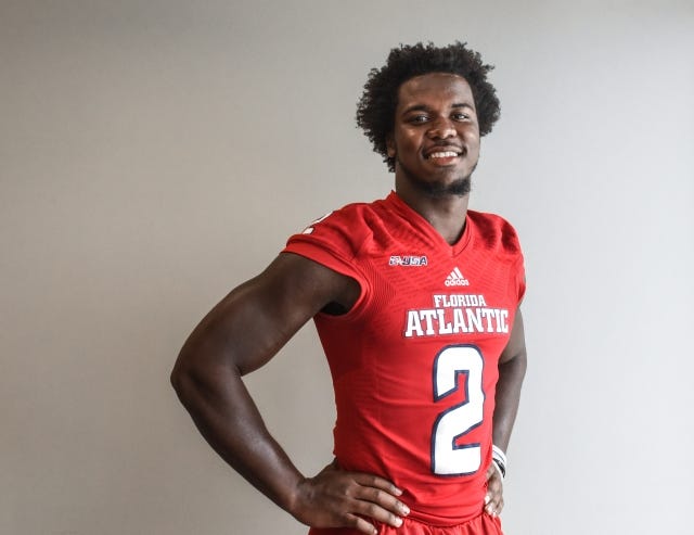 Florida Atlantic's all-time leading tackler, linebacker Azeez Al-Shaair, underwent surgery for a torn ACL and MCL on Tuesday, officially ending his playing career for the Owls. [MELANIE BELL/palmbeachpost.com]