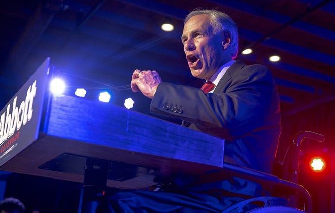 Gov. Greg Abbott speaks to supporters during the Texas GOP election night party at Brazos Hall in Austin on Tuesday. Abbott defeated Lupe Valdez in his re-election bid. [NICK WAGNER/AMERICAN-STATESMAN]