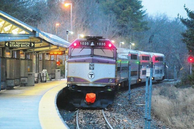 An MBTA commuter rail train enters the Middleboro/Lakeville station. [Enterprise File Photo]