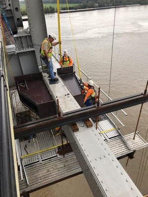 Repairs are being made to the Sunshine Bridge over the Mississippi River,