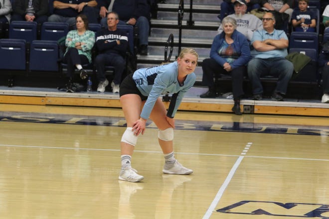Faith Rottinghaus, a three-sport athlete and two-sport state champion at Shawnee Heights, has helped Washburn's volleyball team post a 28-3 record entering Friday's MIAA semifinal at Kearney, Neb. [WASHBURN ATHLETICS]