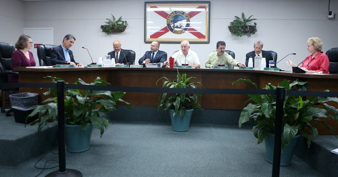 The Panama City Beach City Council meets on April 25 at Panama City Beach City Hall. [PATTI BLAKE/THE NEWS HERALD]