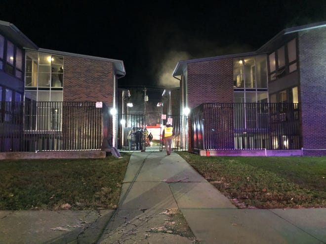 Topeka firefighters battled a fire at 709 S.W. Tyler St., Saturday night. [Brianna Childers/The Capital-Journal]