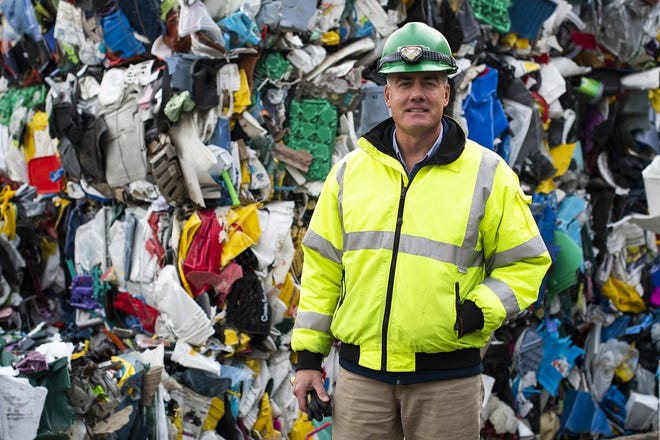 Paul E. Degnan, general manager of Casella Recycling in Auburn, said about 90 people work in two shifts at the recycling facility. [T&G Staff/Ashley Green]