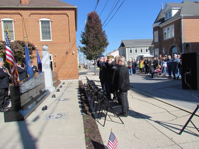 The Greencastle-Antrim Veterans Memorial was rededicated on its 10th anniversary as part of Sunday's Veterans Day ceremony. SHAWN HARDY/ECHO PILOT.