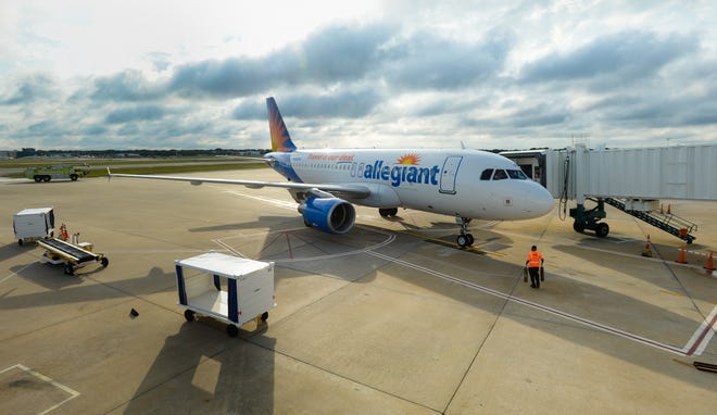 An Allegiant Air jet arrives at the Sarasota-Bradenton International Airport. The airline on Tuesday announced nine new routes out of Sarasota-Bradenton.

 [Herald-Tribune file photo/ Dan Wagner]