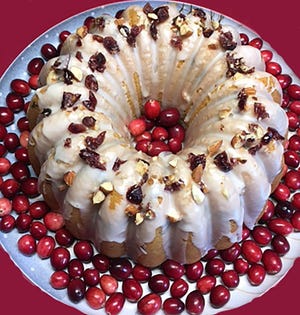 One of last year's recipe winners: Gluten Free Cranberry Almond Bundt Cake.