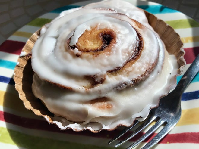 Cafe Liquid in Niceville offers many pastries, including a cinnamon roll. [SAVANNAH EVANOFF/DN]