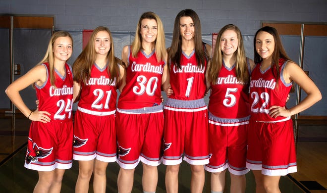 Returning letter winners for the 2018-19 Sandy Valley girls basketball team are (left to right) Tori Sickafoose, Carrigan Pahanish, Olivia Crone, Baylee Offenberger, Kirston Moriconi and Karlee Altimore.