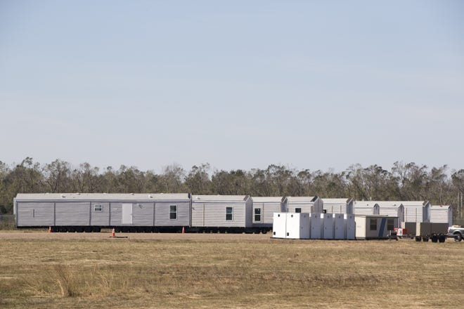FEMA stores trailers at the Marianna Municipal Airport and inspects them before delivering them to people rendered homeless by Hurricane Michael on Saturday, November 17, 2018. Trailers are being delivered as they are made available. [JOSHUA BOUCHER/THE NEWS HERALD]