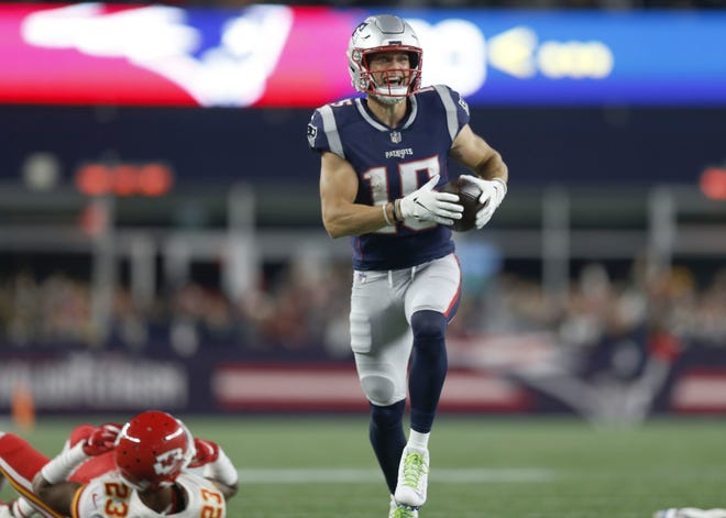 Even though wide receiver Chris Hogan has appeared in 10 games this season for the Patriots, he has only 23 receptions for 333 yards and two touchdowns. [Michael Dwyer/AP files]