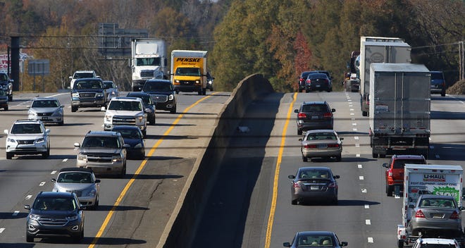 Traffic flows in both directions on I-85 near Exit 17 Tuesday afternoon, November 20, 2018. [Mike Hensdill/The Gaston Gazette]
