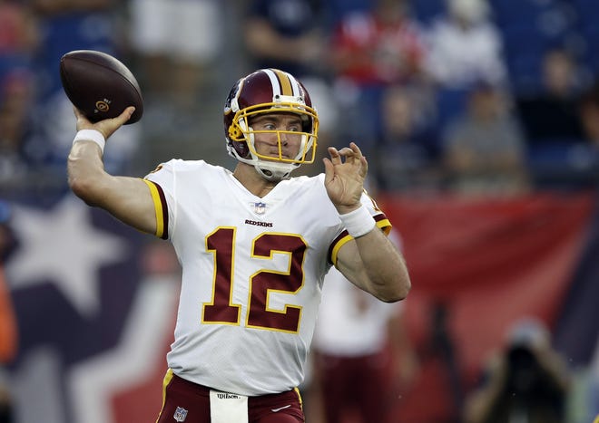 Washington Redskins quarterback Colt McCoy hasn't started a game in four years. His next one will be on Thanksgiving against the Dallas Cowboys, the last team he beat in a start for the Redskins in 2014. [AP PHOTO/CHARLES KRUPA, FILE]