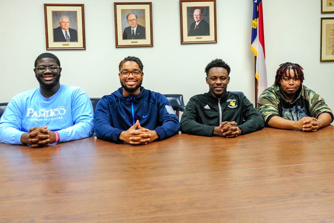 Officers for the Pamlico Community College Student Government Association include, from left, Treasurer Damius Davis, Vice President Jawaan Coffey, President Quishaen Wright and Secretary Dexter Cofield. Contributed photo