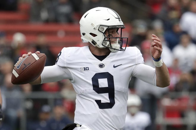 Penn State senior quarterback Trace McSorley throws a pass against Rutgers last Saturday. [JULIO CORTEZ/THE ASSOCIATED PRESS]