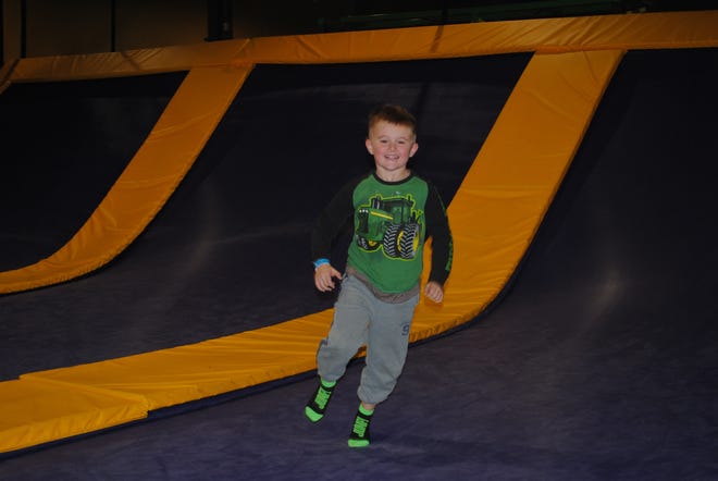 Wesley Cole of Tiverton spent some of his Black Friday not tagging along at checkout lines, but on the trampolines at Get Air Trampoline Park in Swansea. [Herald News photo by Kevin P. O'Connor]