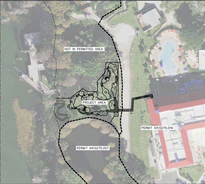 This illustration shows the golf course situated just across a walkway from the back of Legoland Hotel. [PROVIDED BY KIMLEY-HORN AND ASSOCIATES]