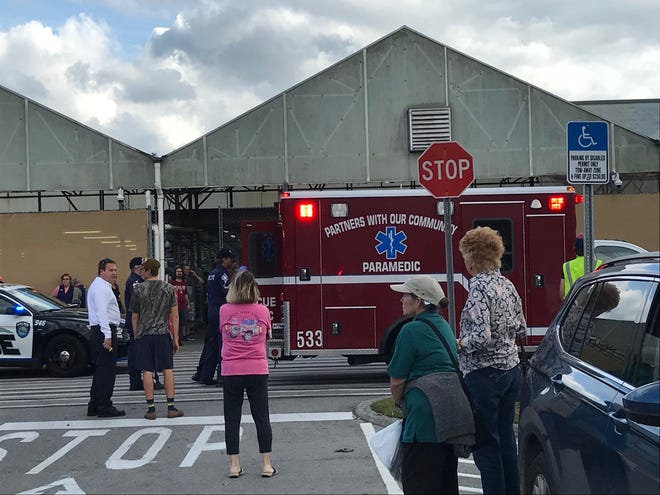 This was the scene outside the Walmart in east Ocala where a woman was shot Saturday afternoon. [Austin L. Miller /Staff]