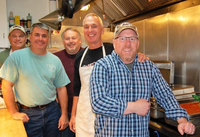 East Stroudsburg Elks Lodge 319 held its 36th annual Toys for Joy spaghetti dinner. Participating chefs from left: John Schultz, Todd Detrick, Dale Butz, Steve Lukas and Nate Oiler. [PHOTO PROVIDED]