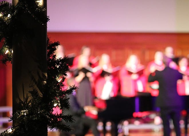 Five Monmouth musical ensembles will perform during "Christmas at Monmouth: The Realms of Glory," which will be presented at 7:30 p.m. Saturday, Dec. 1, in the Kasch Performance Hall of Dahl Chapel and Auditorium. [SUBMITTED PHOTO]
