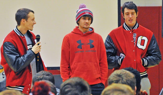 Orrville football team captains Logan Domer, Payton Brown and Ben Summers thank fellow students and the community for their continued support throughout the season.