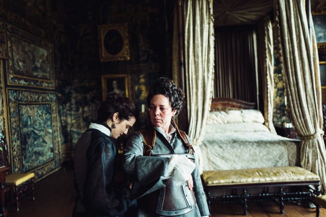 Lady Sarah (Rachel Weisz) attempts to speak with Queen Anne (Olivia Colman). [Fox Searchlight]