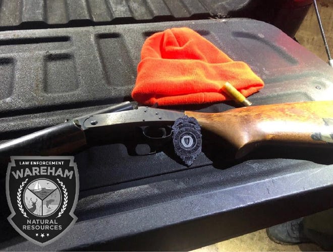 The man was charged with possession of a firearm without a license/loaded firearm, hunting/fishing-closed season, and trespass with firearm.

[Wareham Dept. of Natural Resources]