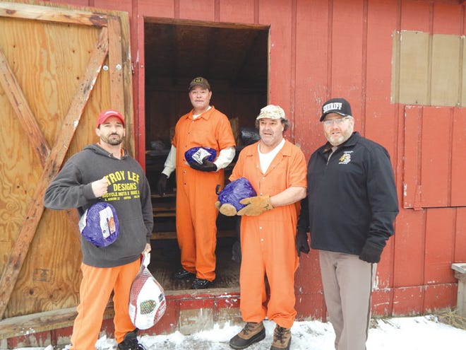 James Huskey, Richard Stewart and James Beaudry assisted Deputy James Casey on Monday delivering more than 100 hams and turkeys to The Salvation Army. All of the donated items came from the 20th Annual Holiday Food Drive conducted by Chippewa County Chairman Scott Shackleton and Chippewa County Sheriff Mike Bitnar on Saturday.