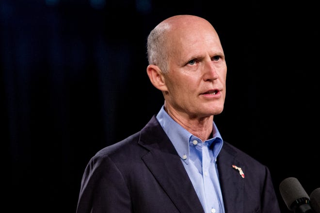 Rick Scott, governor of Florida, speaks during an event in Hialeah, Florida, U.S., on Friday, July 13, 2018. Scott outlined some of his campaign promises for Cuban-Americans and spoke about holding the Castro regime accountable. Photographer: Scott McIntyre/Bloomberg